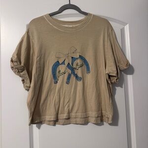 Altar'd State Tan Good Luck Horseshoe Tee
